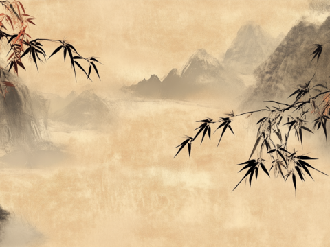  新中式竹子壁画 