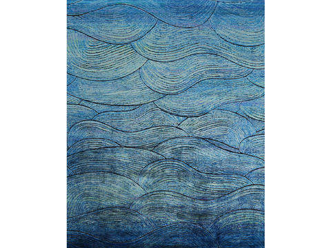  蓝色波纹地毯 