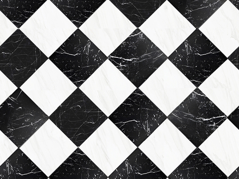  黑白拼花地砖无缝贴图 