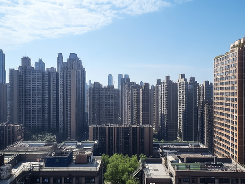  现代白天小区外景 