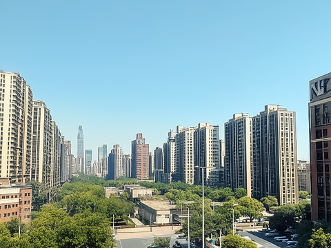  现代白天小区外景 