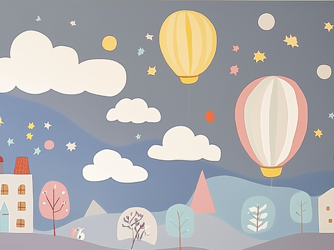  儿童卡通气球壁画 