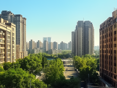  现代白天小区外景 