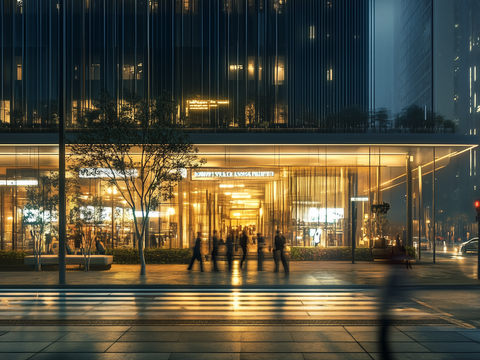  现代城市街道夜景 