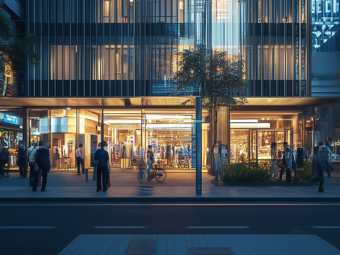  现代城市街道夜景 