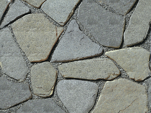  无缝灰色不规则拼花石板地砖人行道路地面广场铺贴 