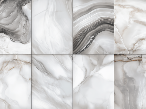  白色石材地砖拼花 