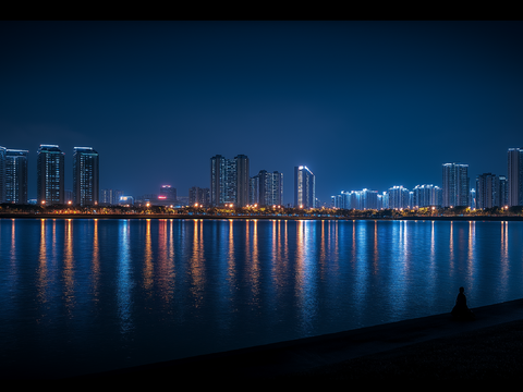  城市傍晚夜景贴图 