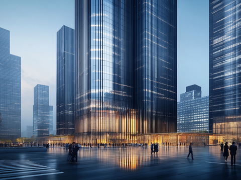  街道城市夜景贴图 