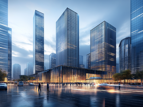  街道城市夜景贴图 