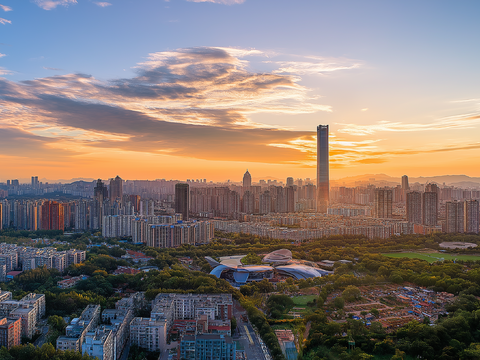  城市傍晚夜景贴图 