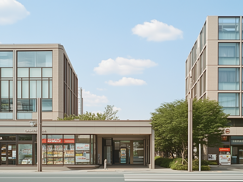  白天商业街外景 