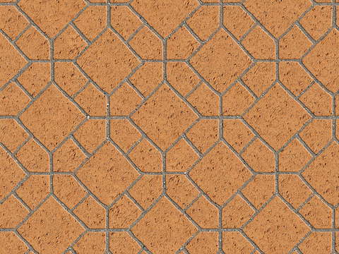  无缝陶瓦几何拼花地砖人行道路地面广场铺贴 