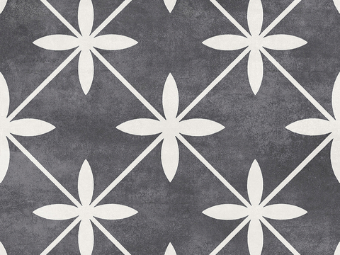  黑色现代简约花砖贴图 