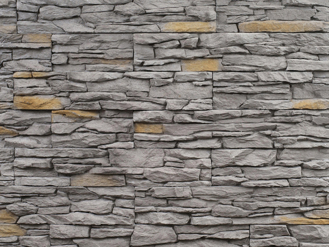  灰色岩石墙面文化石贴图 