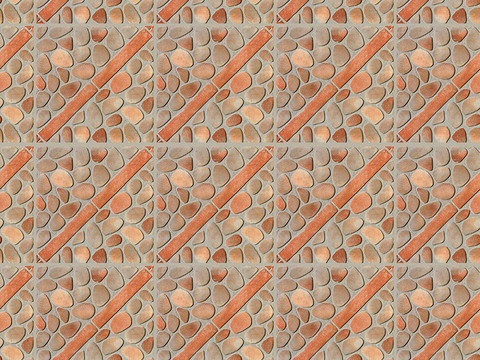  无缝花岗岩石材几何拼花地砖人行道路地面广场铺贴 