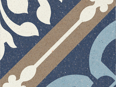  蓝色现代简约水磨石花砖贴图 