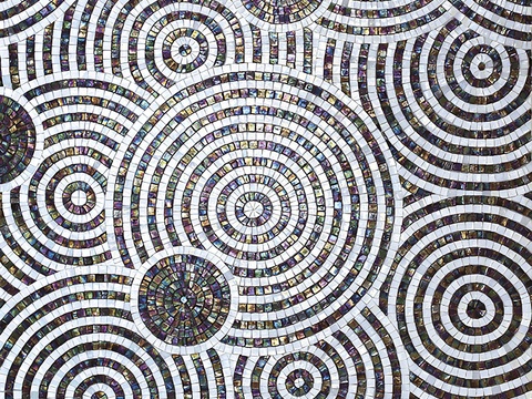  彩色碎石马蹄砖广场铺装 