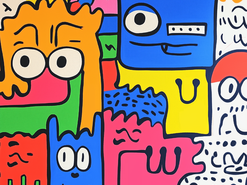  现代色彩卡通抽象挂画 