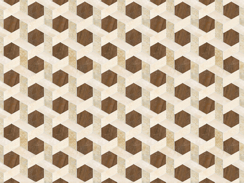  无缝现代米黄色大理石石材几何拼接拼花图案瓷砖地砖墙砖 