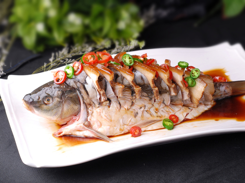  蒸鱼美食海报 