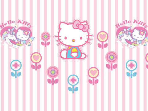  KITTY猫卡通儿童壁画贴图 