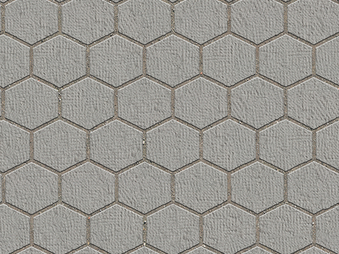  无缝六角形石材拼花地砖人行道路地面广场铺贴 