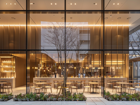 现代餐厅氛围橱窗