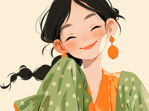  现代卡通多巴胺颜色卡通动漫人物装饰画贴图 