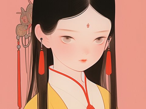  二次元卡通动漫可爱人物装饰画贴图 