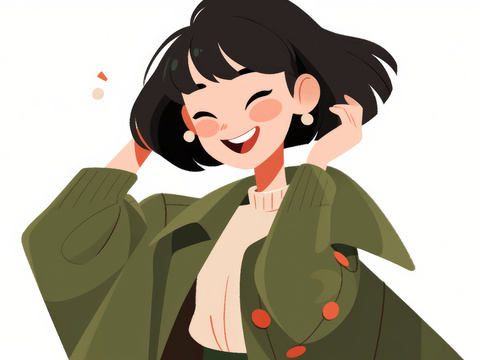  现代卡通多巴胺颜色卡通动漫人物装饰画贴图 