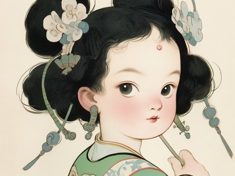  二次元卡通动漫可爱人物装饰画贴图 