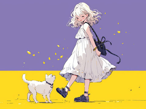  现代卡通多巴胺颜色卡通动漫人物装饰画贴图 