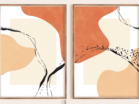  现代风格简约装饰画贴图 