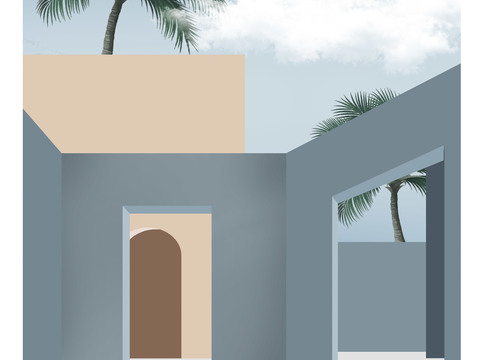  莫兰迪几何建筑装饰画贴图 