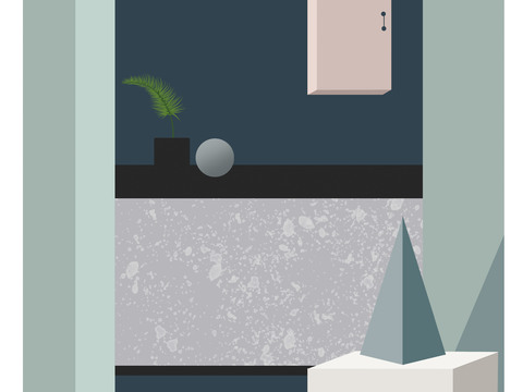  莫兰迪几何建筑装饰画贴图 