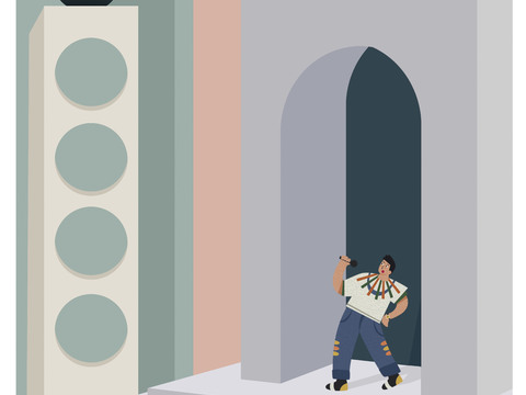  莫兰迪几何建筑装饰画贴图 