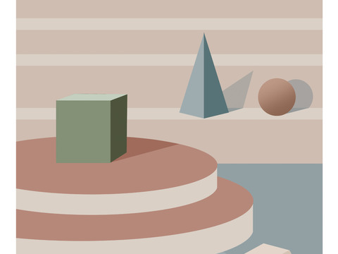  莫兰迪几何建筑装饰画贴图 