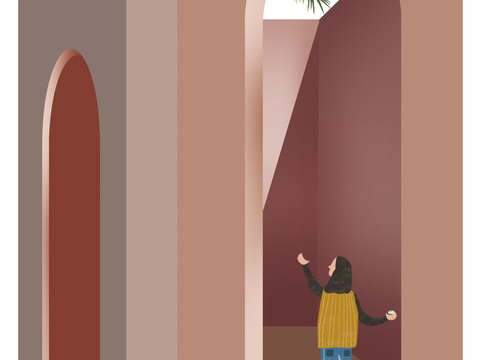  莫兰迪几何建筑装饰画贴图 