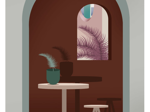  莫兰迪几何建筑装饰画贴图 