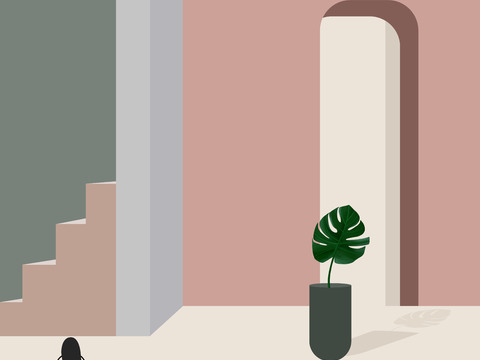  莫兰迪几何建筑装饰画贴图 