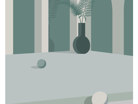  莫兰迪几何建筑装饰画贴图 