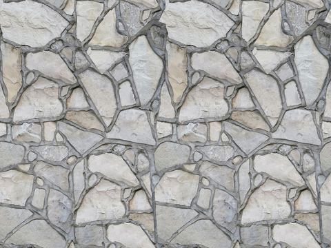  无缝毛石岩石文化石墙碎拼地面 