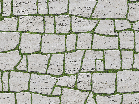  无缝不规则拼花石板地砖人行道路地面广场铺贴 