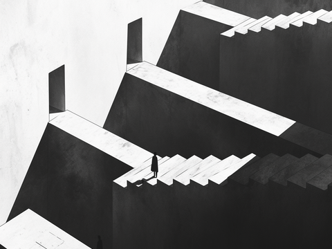  黑白概念建筑挂画 