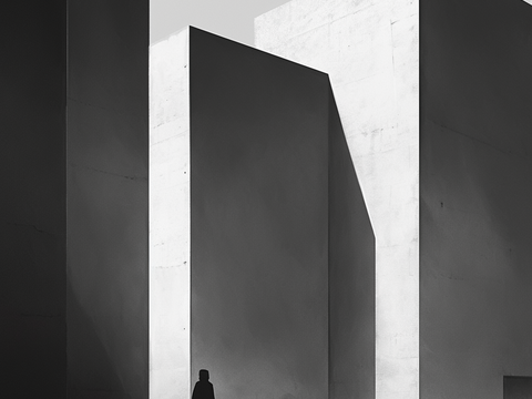  黑白概念建筑挂画 