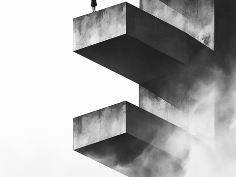  黑白概念建筑挂画 