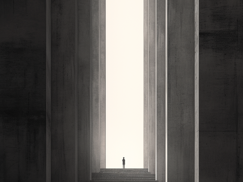  黑白概念建筑挂画 