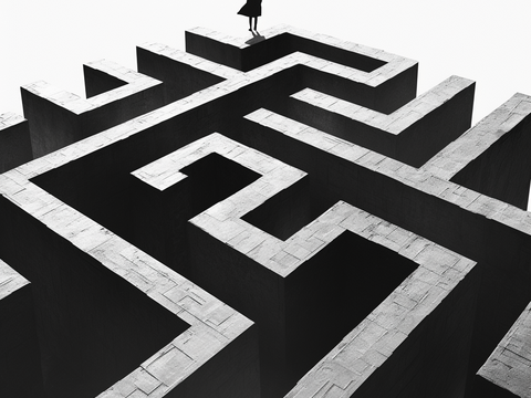  黑白概念建筑挂画 