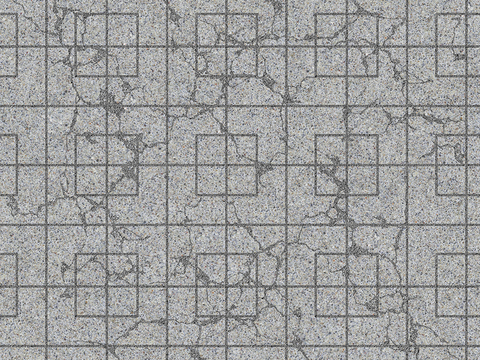  无缝破损水泥拼花地砖人行道路地面广场铺贴 